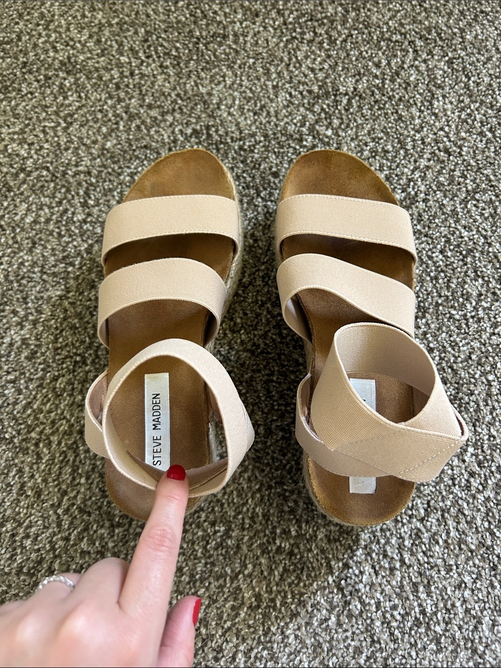 Steve Madden Womens Neutral Elastic Strap Platform Sandals - Nude - Picture 2 of 5